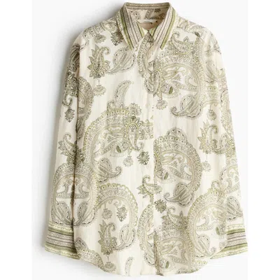 H&m Oversized Linen-blend Shirt In Gray