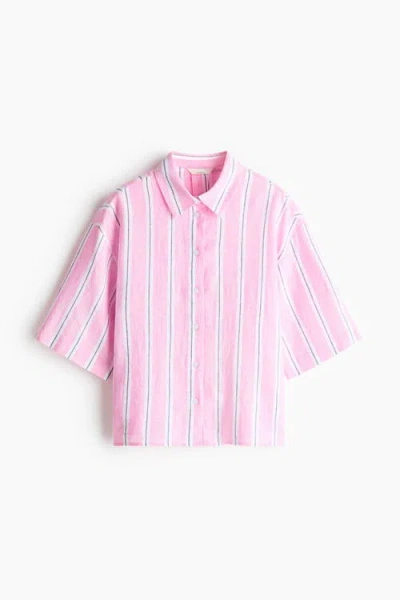H&m Oversized Linen-blend Shirt In Multi