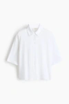 H&m Oversized Broderie Anglaise Shirt In White