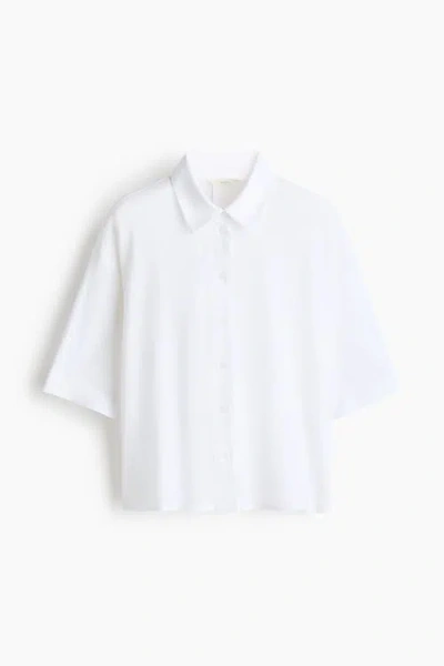 H&m Oversized Broderie Anglaise Shirt In White