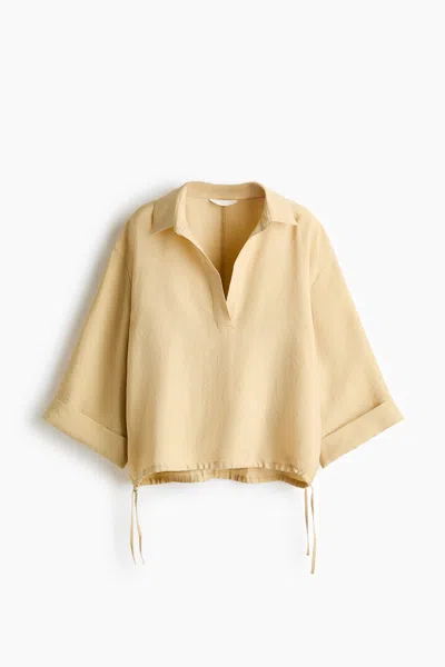 H&m Oversized Lyocell-blend Blouse In Nude