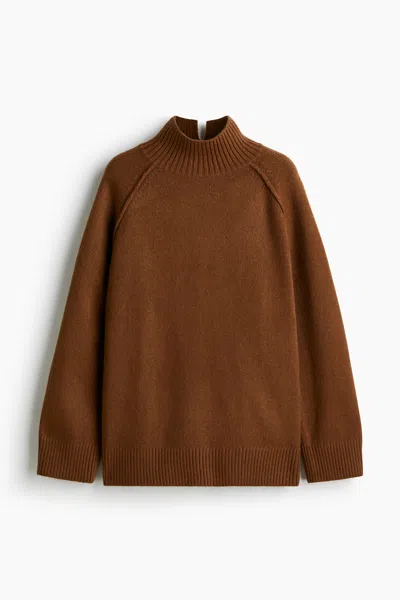 H&m Oversized Mock-turtleneck Sweater In Brown