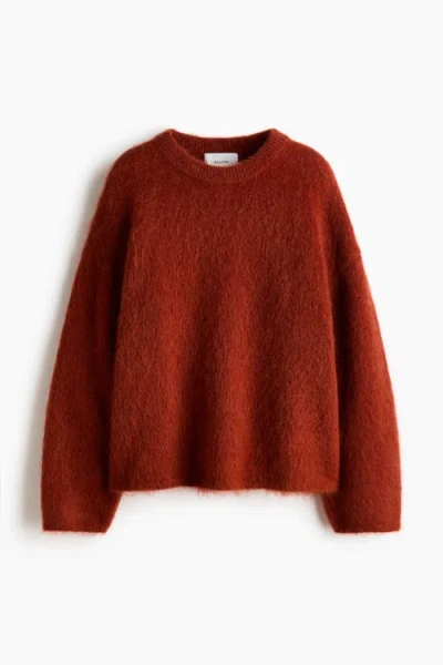 H&m Oversized Mohair-blend Jumper In Burgundy