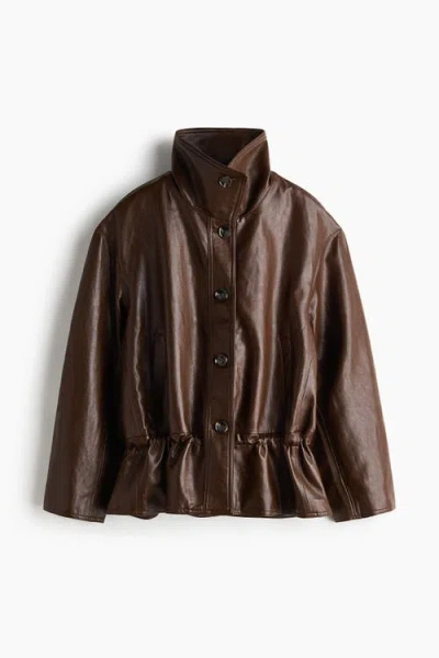 H&m Oversized Peplum Jacket In Brown