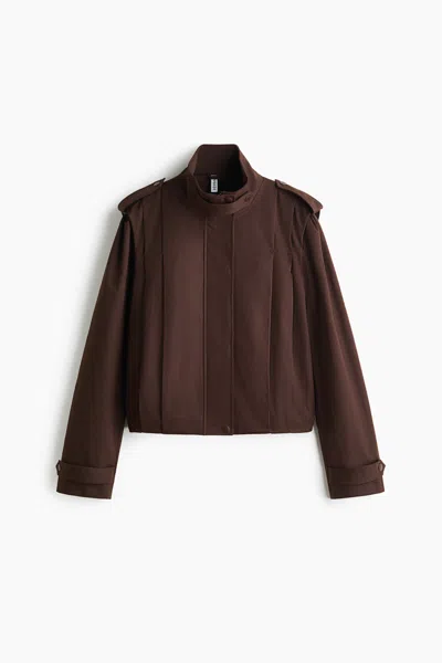 H&m Oversized Pleated Jacket In Brown