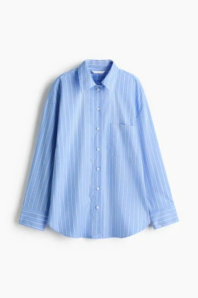 H&m Oversized Poplin Shirt In Blue