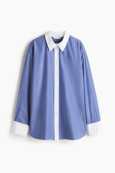 H&m Oversized Poplin Shirt In Blue