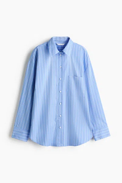 H&m Oversized Poplin Shirt In Blue