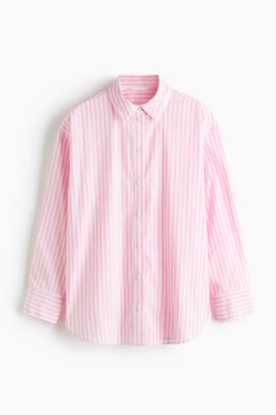 H&m Oversized Poplin Shirt In Pink