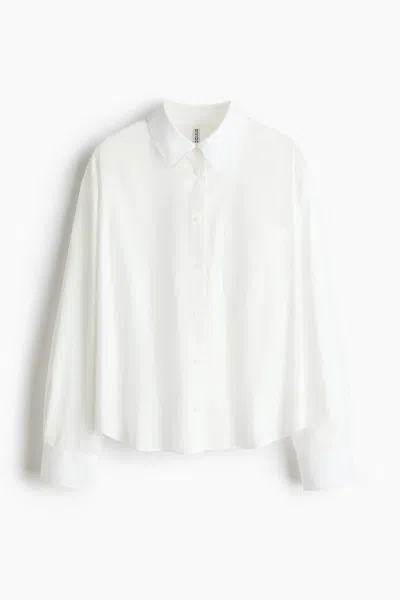 H&m Oversized Poplin Shirt In White