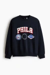 H&m Oversized Printed Sweatshirt In Blue