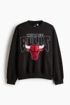 H&m Oversized Printed Sweatshirt In Black