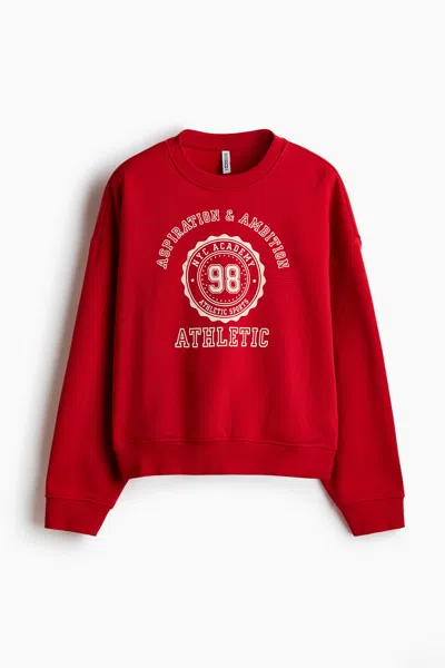 H&m Oversized Printed Sweatshirt In Red