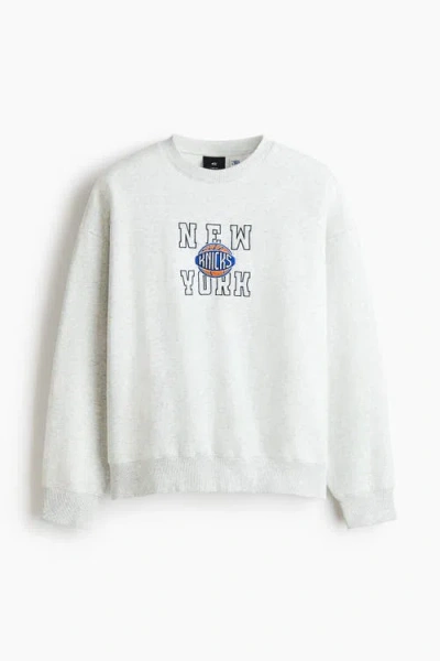 H&m Oversized Printed Sweatshirt In White