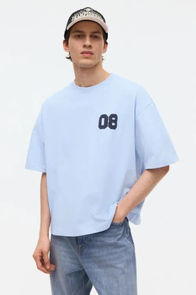 H&m Oversized Printed T-shirt In Blue