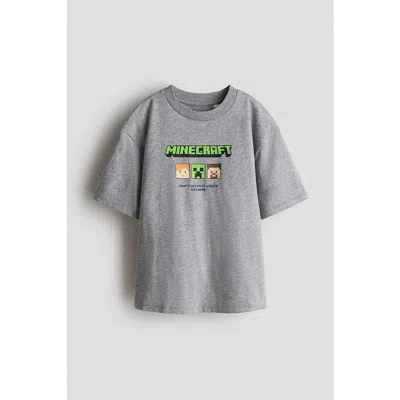 H&m Kids'  Oversized Printed T-shirt In Gray