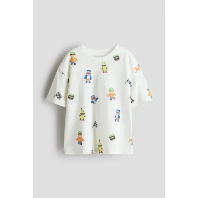 H&m Kids'  Oversized Printed T-shirt In White