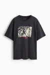 H&m Oversized Printed T-shirt In Black