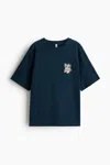 H&m Oversized Printed T-shirt In Blue