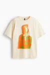 H&m Oversized Printed T-shirt In Neutral