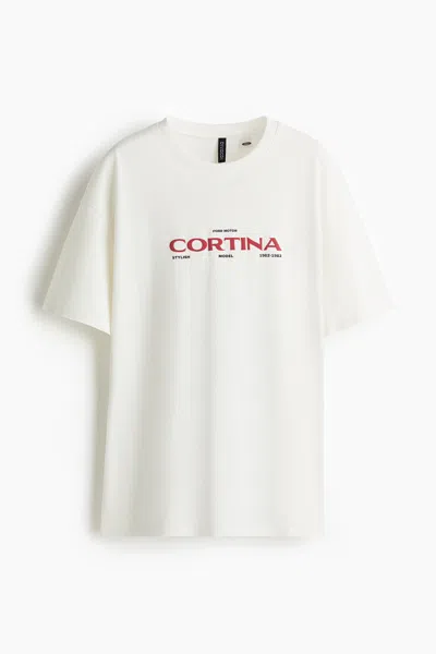 H&m Oversized Printed T-shirt In White