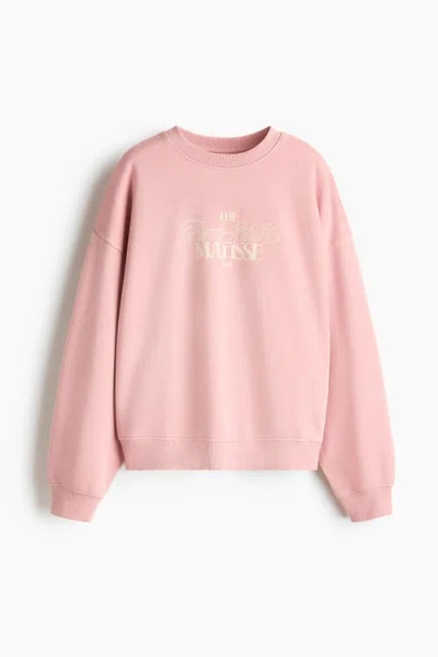 H&m Oversized Print-motif Sweatshirt In Pink