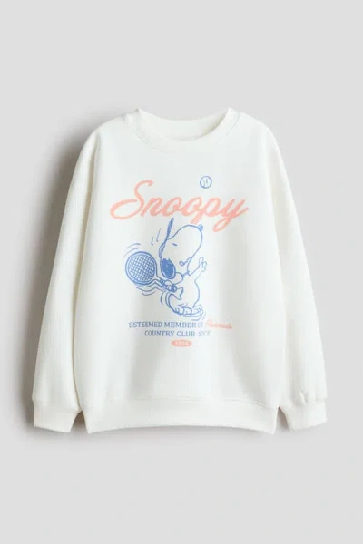 H&m Kids'  Oversized Print-motif Sweatshirt In White