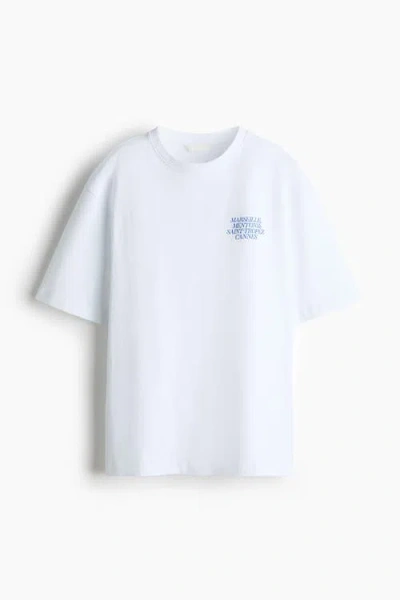 H&m Oversized Print-motif T-shirt In White