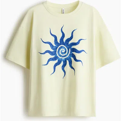 H&m Oversized Print-motif T-shirt In Yellow