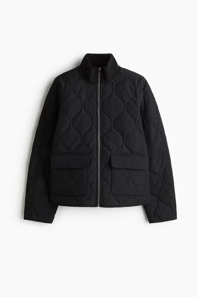 H&m Oversized Quilted Jacket In Black
