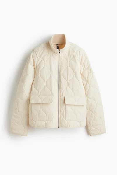 H&m Oversized Quilted Jacket In Cream