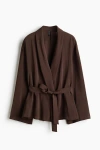 H&m Oversized Tie-belt Blazer In Multi