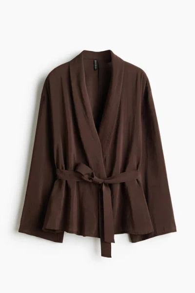 H&m Oversized Tie-belt Blazer In Multi