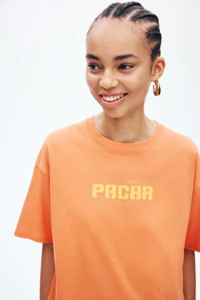 H&m Oversized T-shirt With Printed Motif In Orange