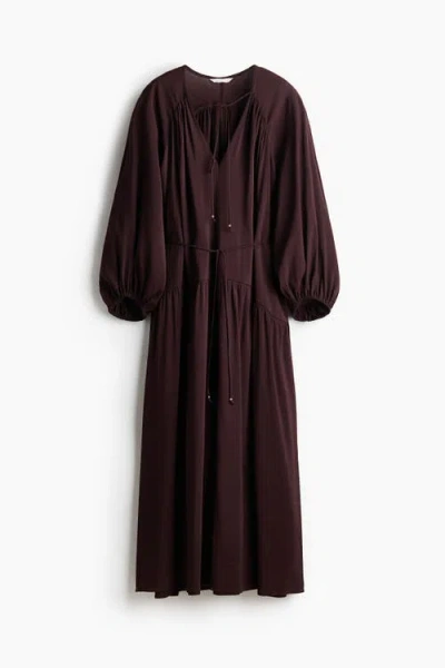 H&m Oversized Tunic Dress In Brown