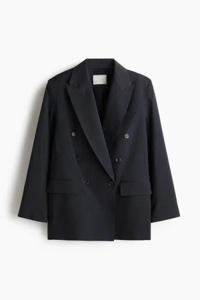 H&m Oversized Twill Blazer In Gray