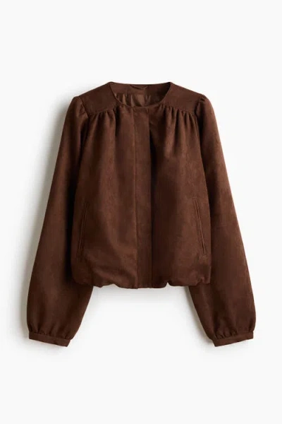 H&m Oversized Twill Jacket In Brown