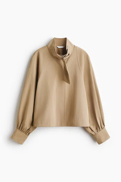 H&m Oversized Twill Jacket In Brown