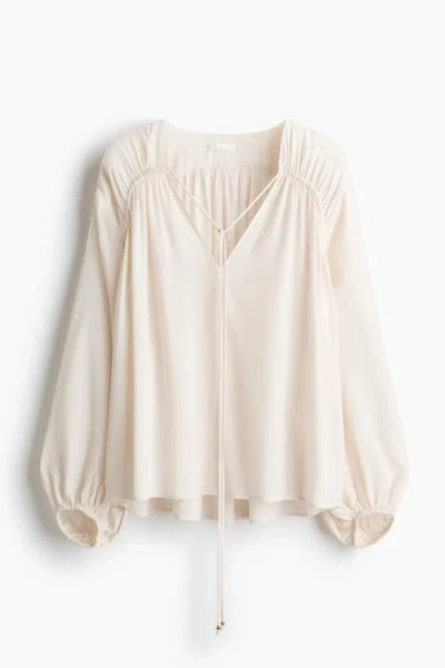 H&m Oversized Viscose Blouse In Neutral