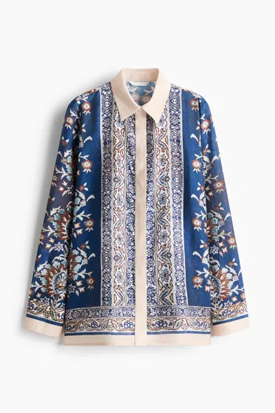H&m Oversized Viscose-blend Shirt In Blue
