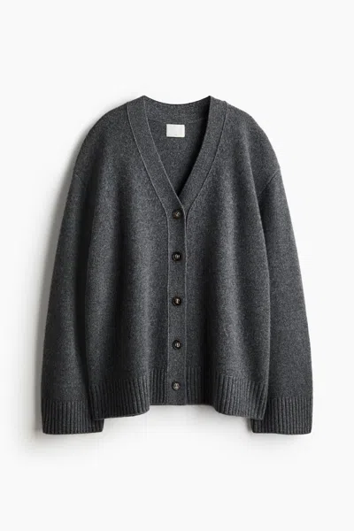 H&m Oversized Wool Cardigan In Black