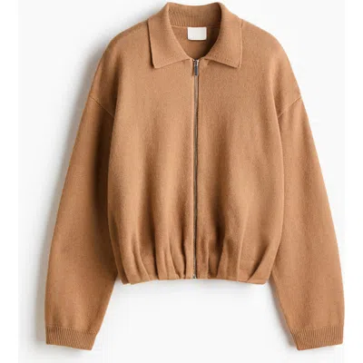H&m Oversized Zip-through Cardigan In Brown