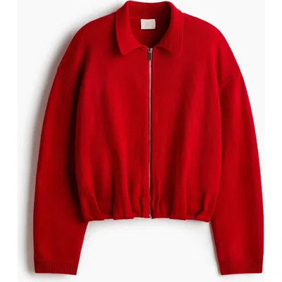 H&m Oversized Zip-through Cardigan In Red