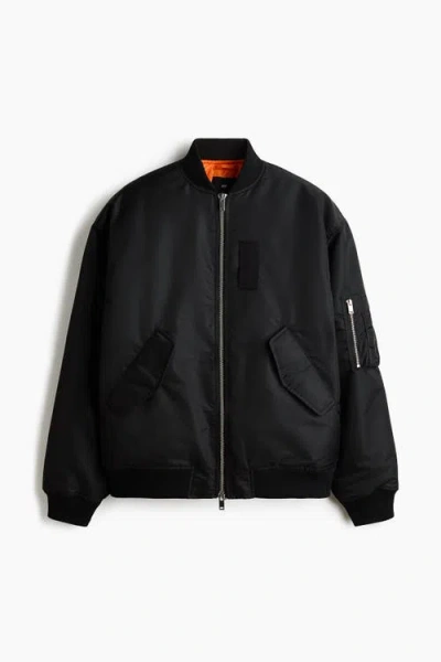 H&m Padded Bomber Jacket In Black