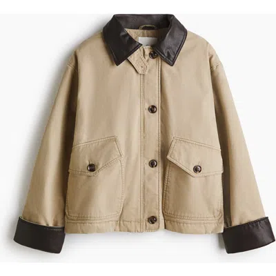 H&m Padded Canvas Jacket In Brown