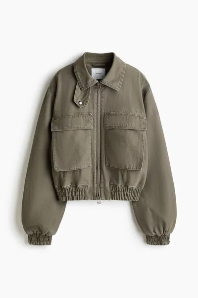 H&m Padded Canvas Jacket In Green