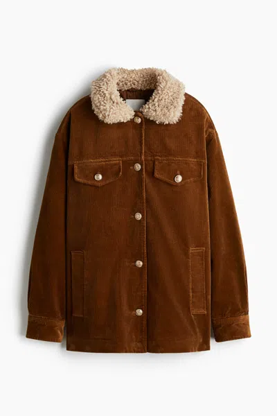 H&m Padded Corduroy Jacket In Brown