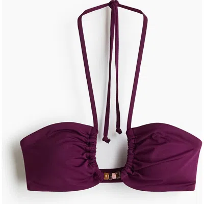 H&m Padded Halterneck Bikini Top In Purple