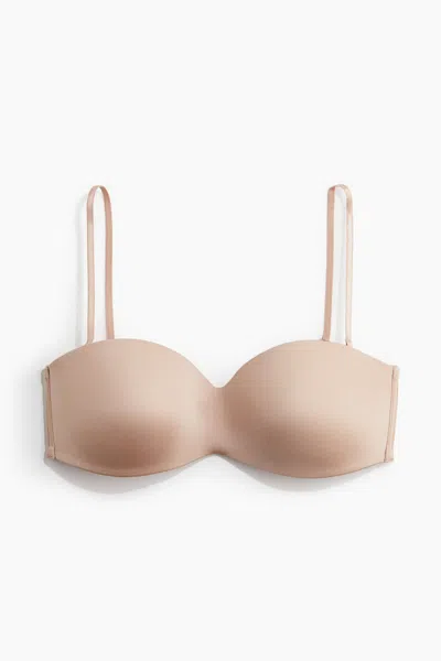 H&m Padded Microfiber Bandeau Bra In Pink