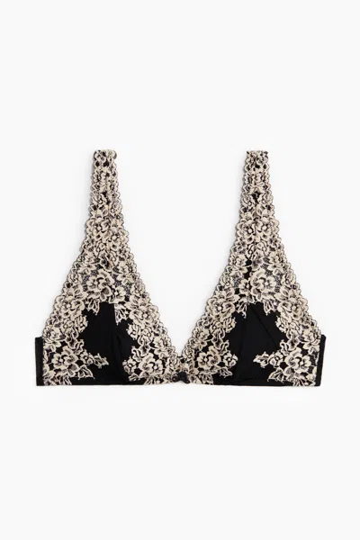 H&m Padded Soft-cup Lace Bra In Black